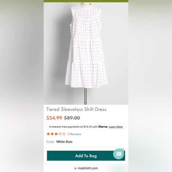 ModCloth Tiered Sleeveless Shift Dress XS - Picture 4 of 4